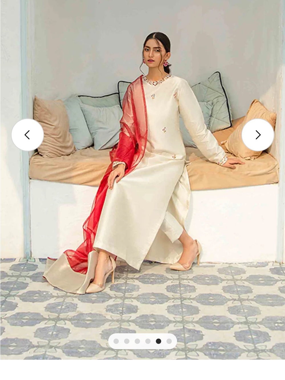 Allure Cream Wedding Dress with Red Dupatta